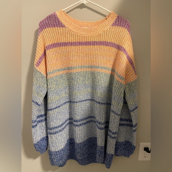 🚩 Final Sale- Soft Surroundings | Striped Knit Karlie Sweater Large Beachy - Picture 2 of 5